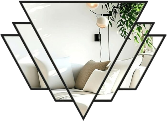 Black Triangle Decor Mirror 24x32Inch Wall Mirror - Image 1